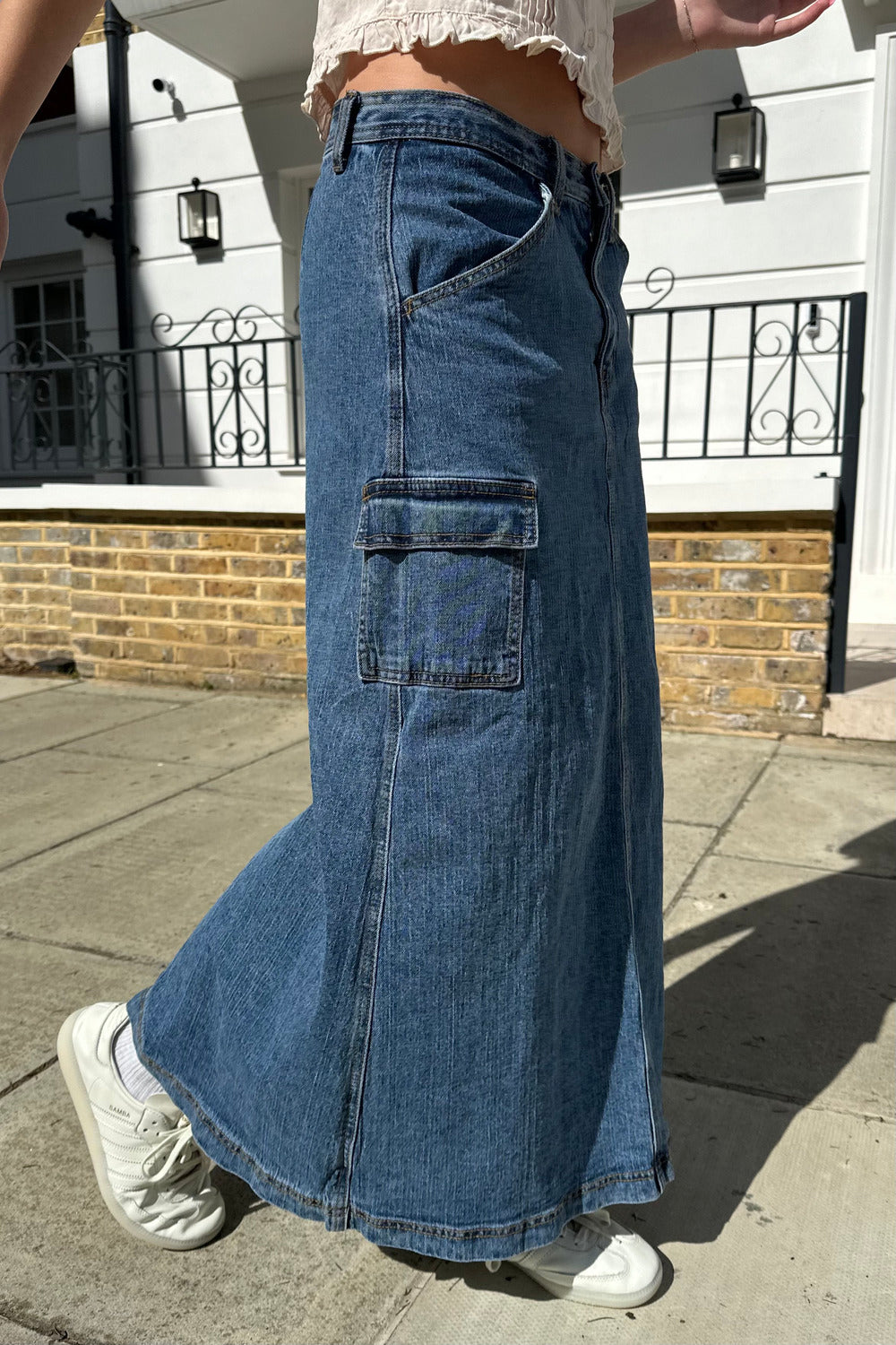 Brandy Melville Maxi Denim Skirts 90s Criss Cross Front Slit Maxi