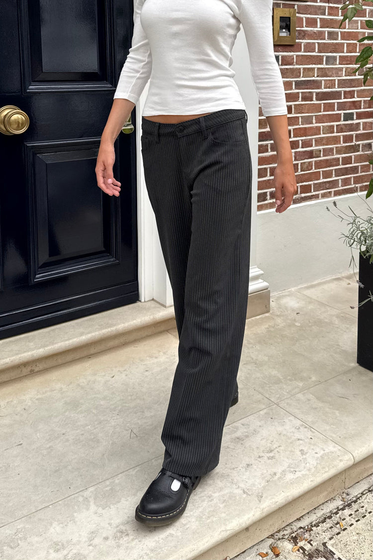 Jenna Striped Pants | Charcoal / S