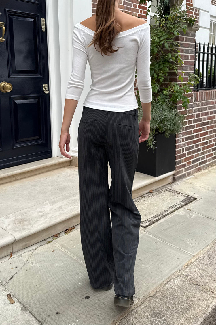 Jenna Striped Pants | Charcoal / S