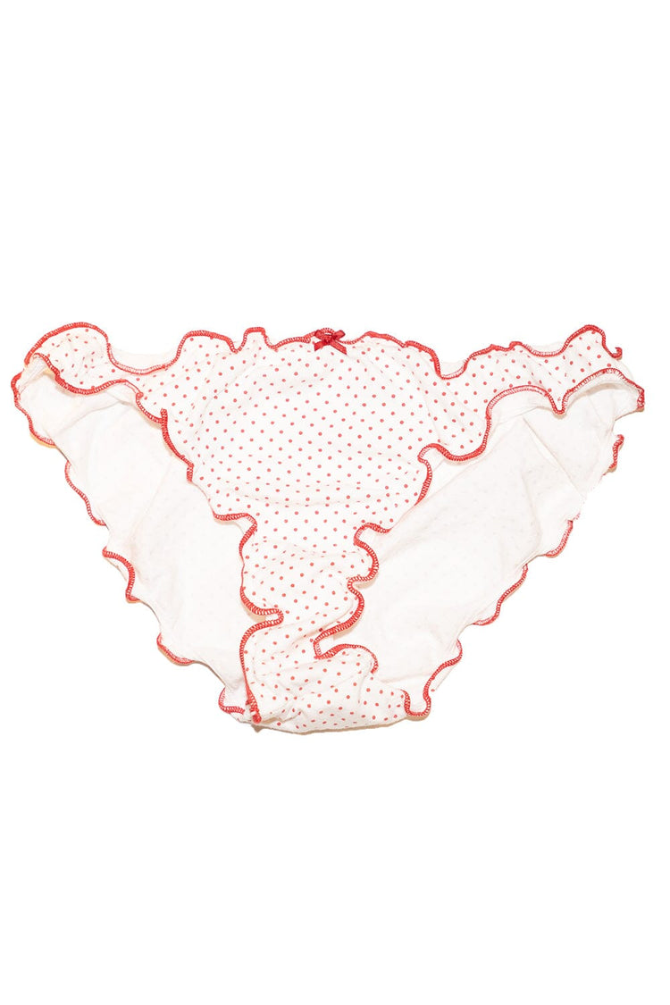 Polka Dots Scallop Bow Underwear | White and Red Polka Dots / S