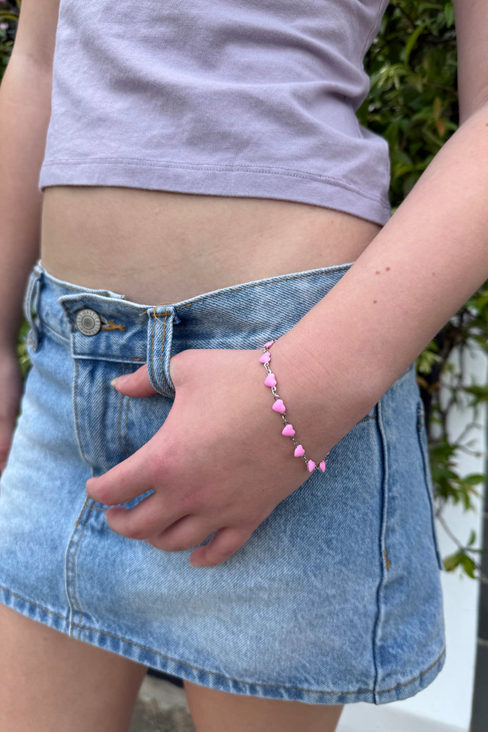 Pink Hearts Bracelet | Silver
