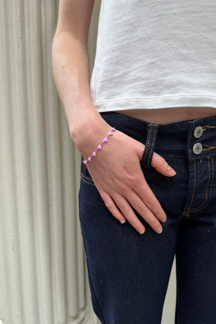 Pink Hearts Bracelet | Silver