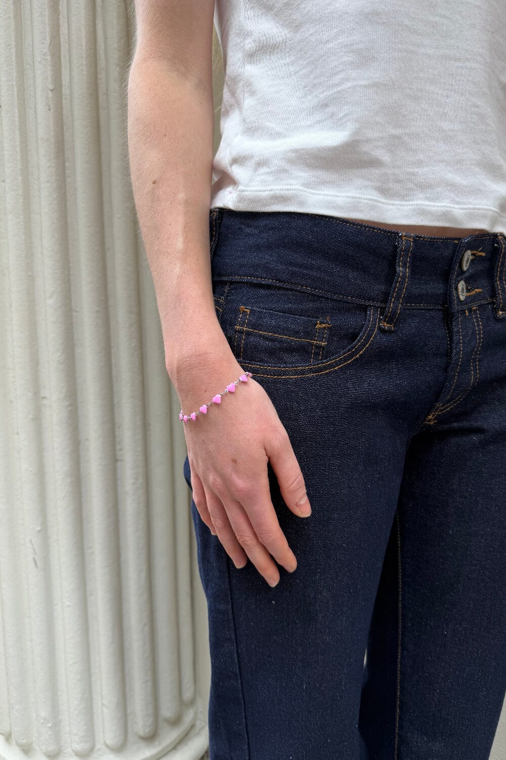 Pink Hearts Bracelet | Silver