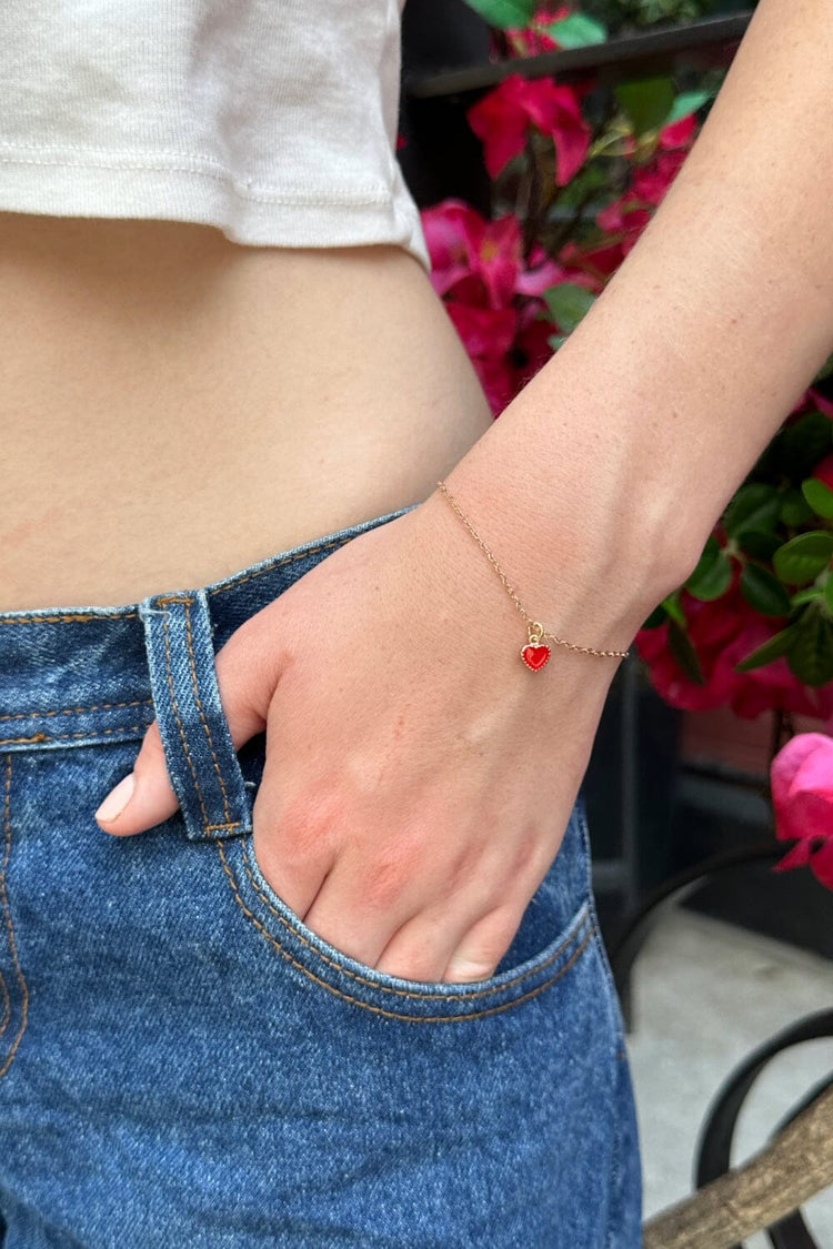 Red Heart Bracelet | Gold