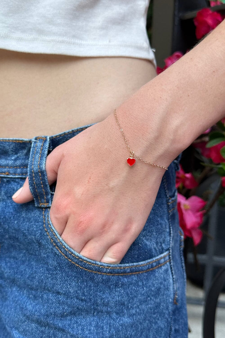 Red Heart Bracelet | Gold