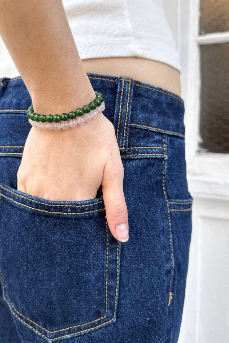 Pink And Green Beaded Bracelet | Pink And Green