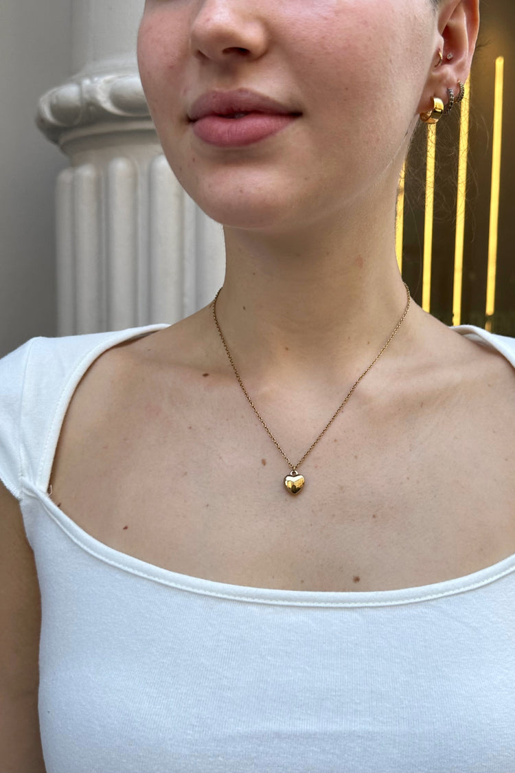 Gold Stainless Steel Heart Necklace | Gold