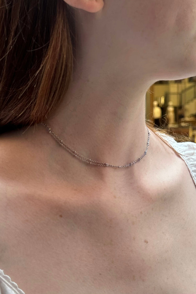 Double Chain Necklace | Silver