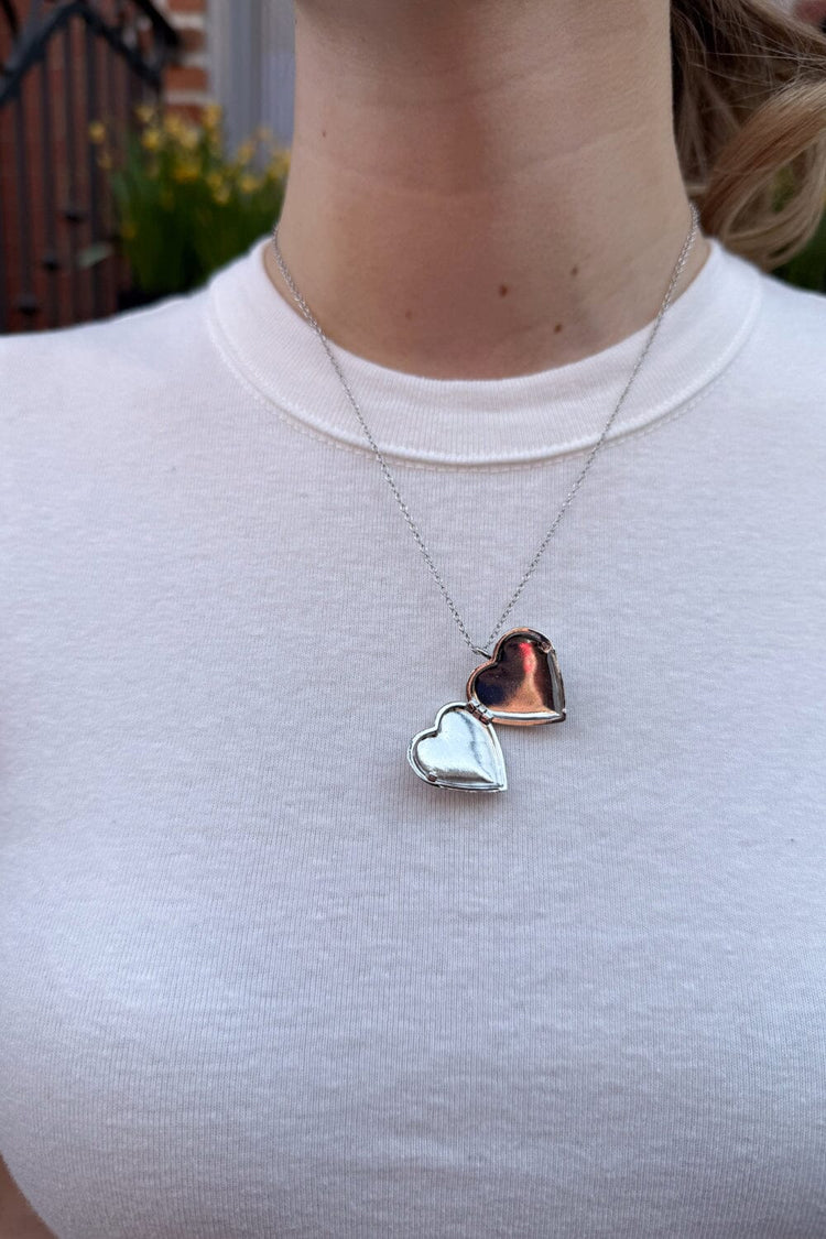 Sisters Heart Locket Necklace | Silver