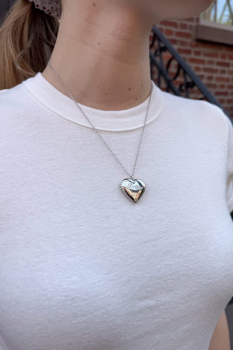 Sisters Heart Locket Necklace | Silver