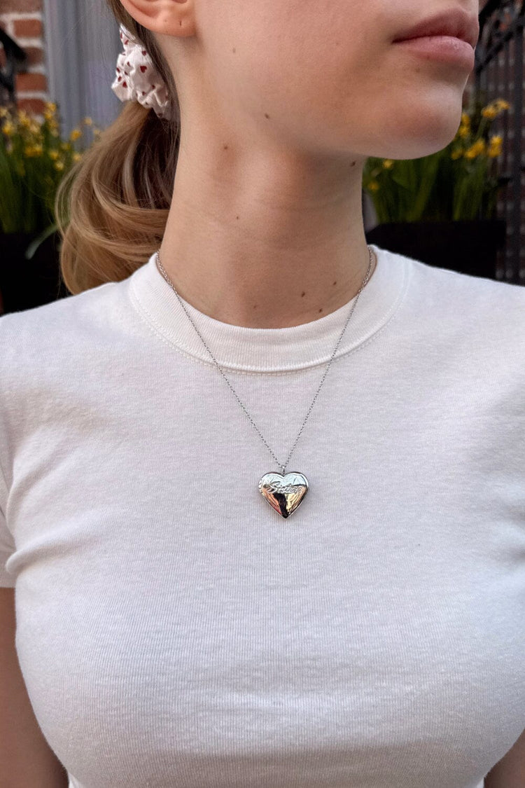 Sisters Heart Locket Necklace | Silver