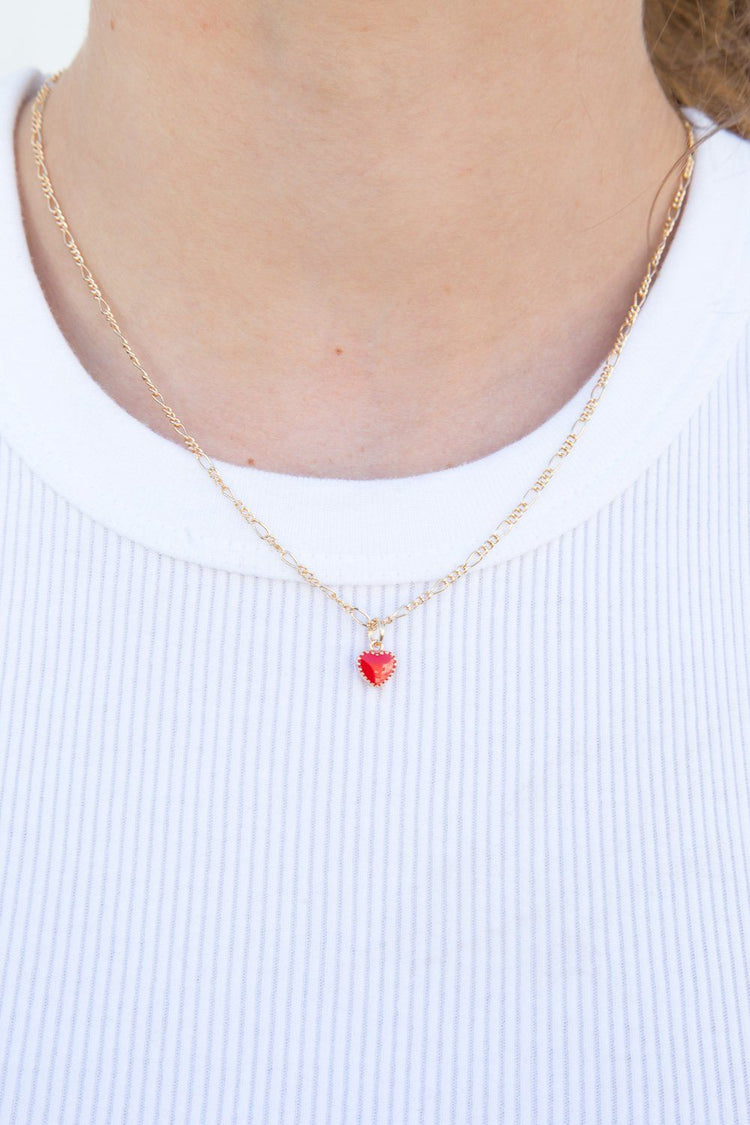 Red Heart Necklace | Gold