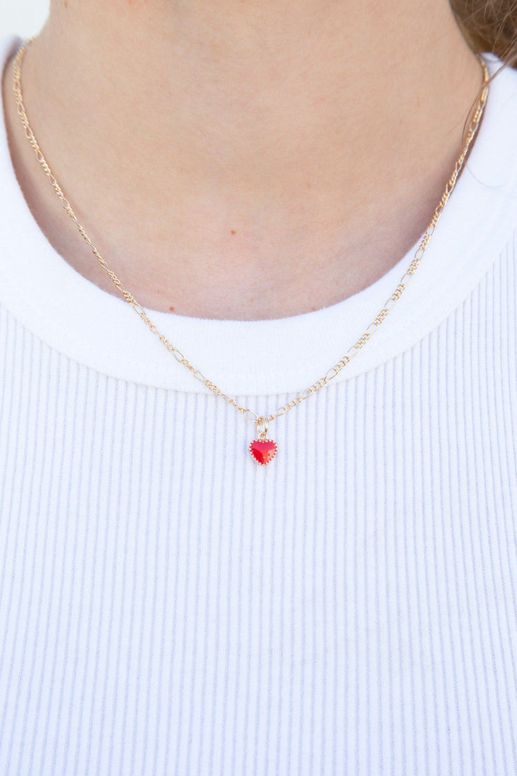 Red Heart Necklace | Gold