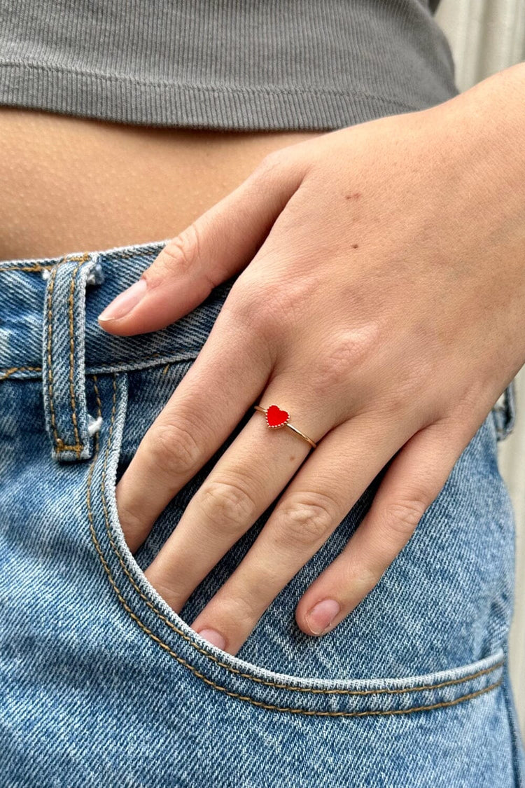 Enamel Heart Ring | Red