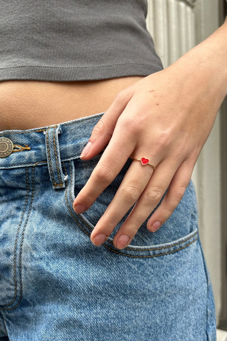 Enamel Heart Ring | Red