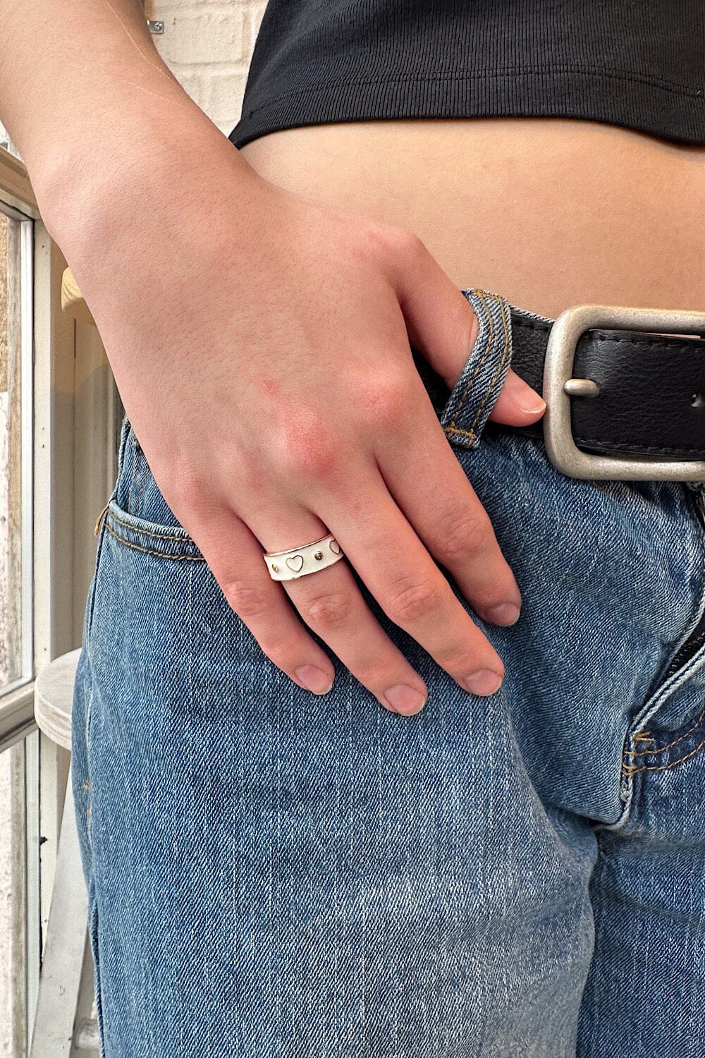 White Hearts Ring | Gold