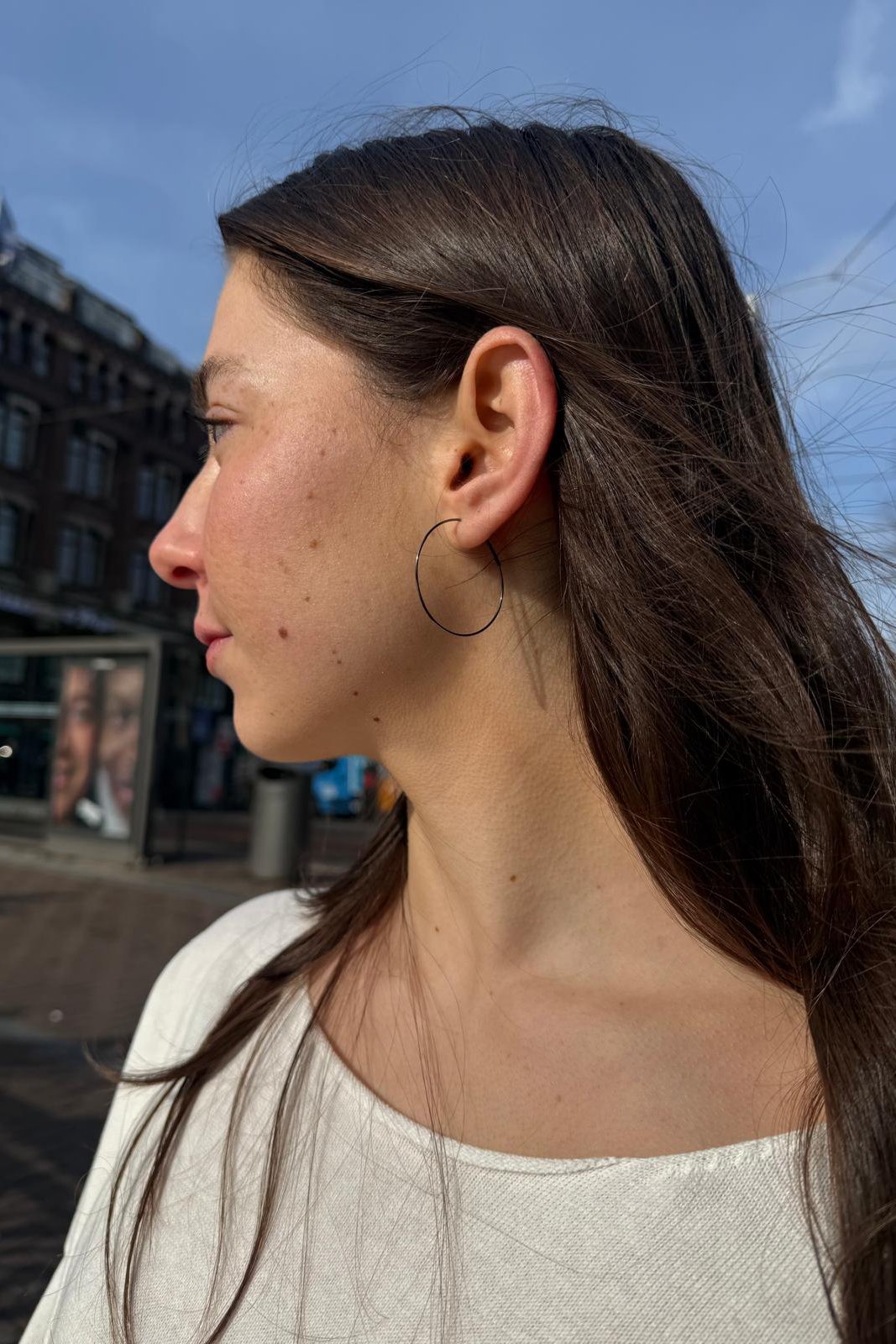 Thin Hoop Earrings | Black