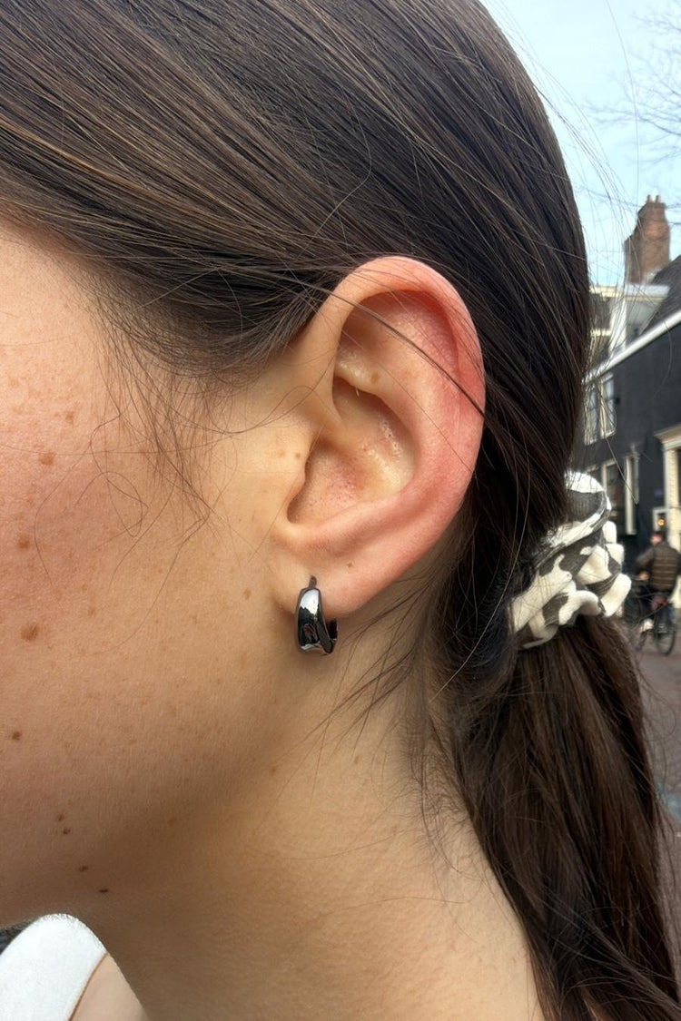 Mini Hoop Earrings | Black