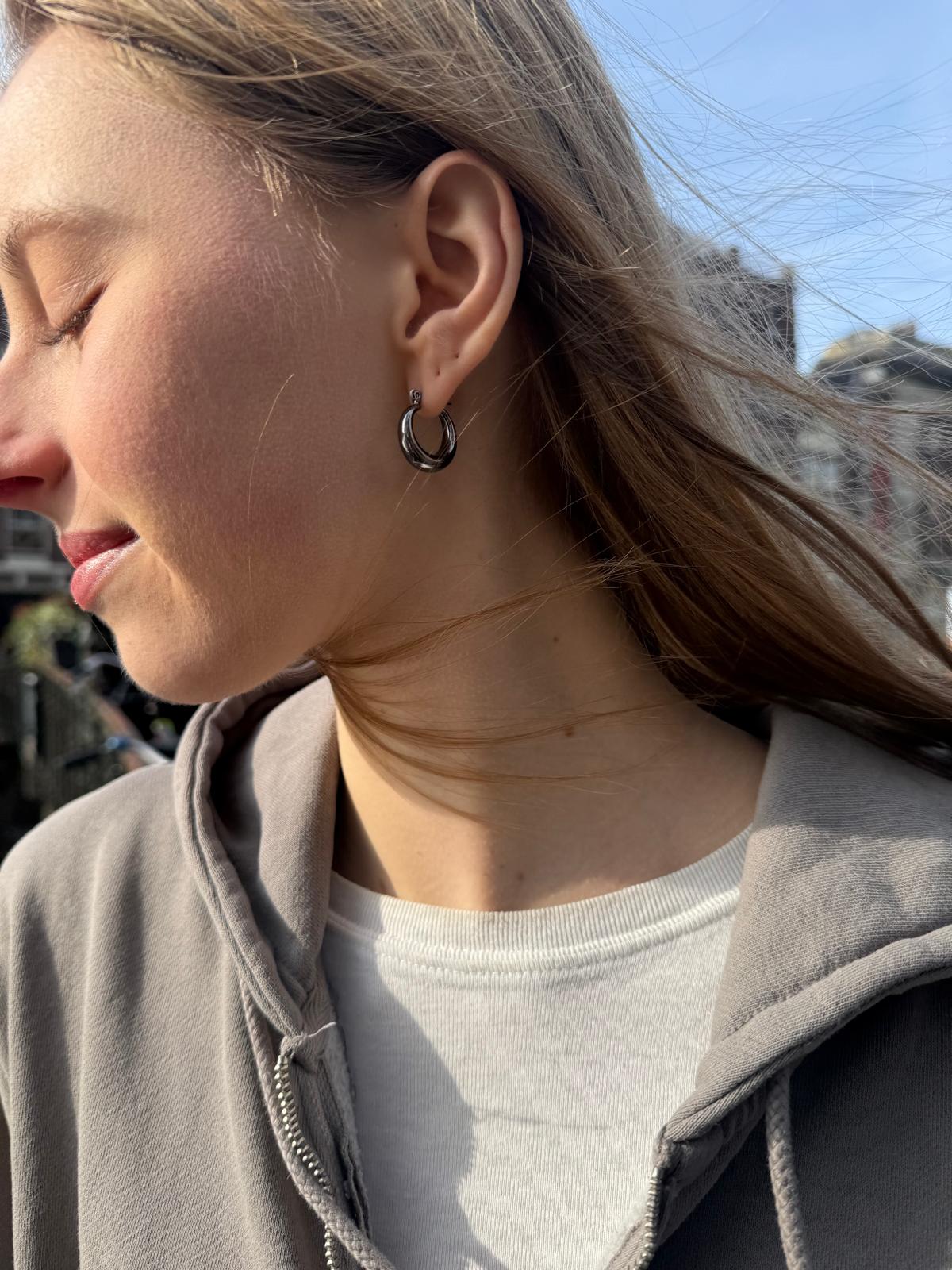 Thick Hoop Earrings | Black