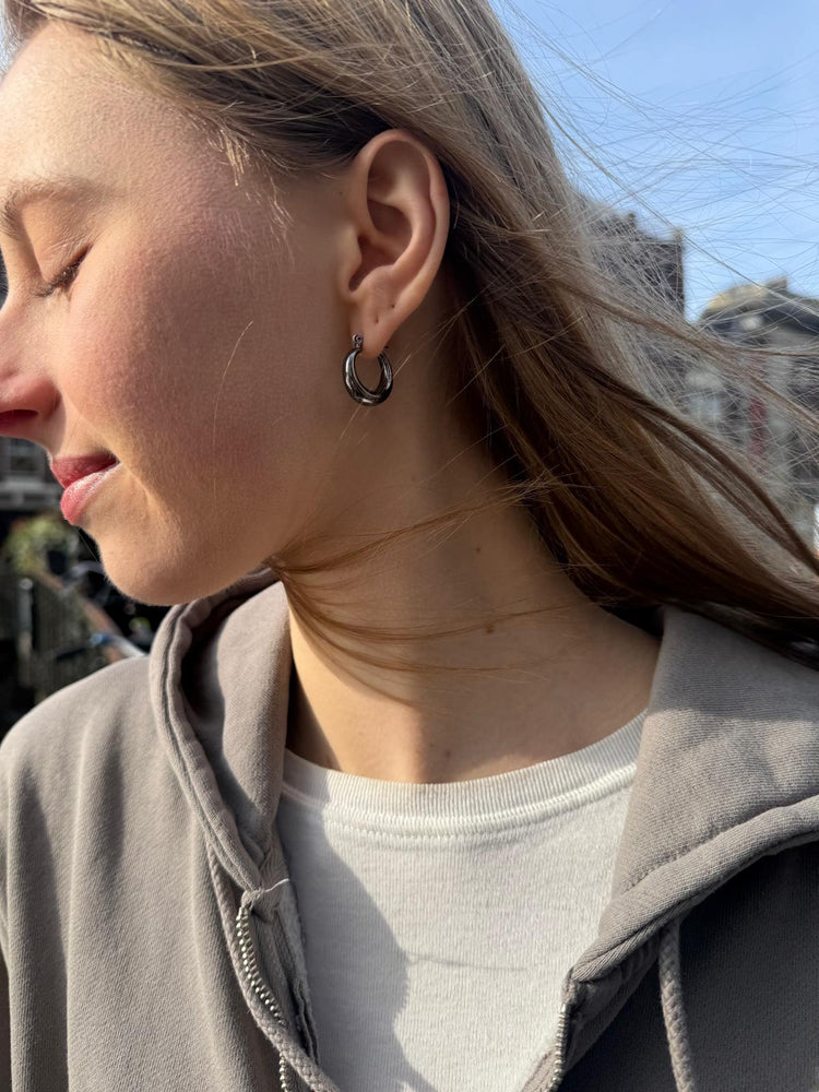 Thick Hoop Earrings | Black