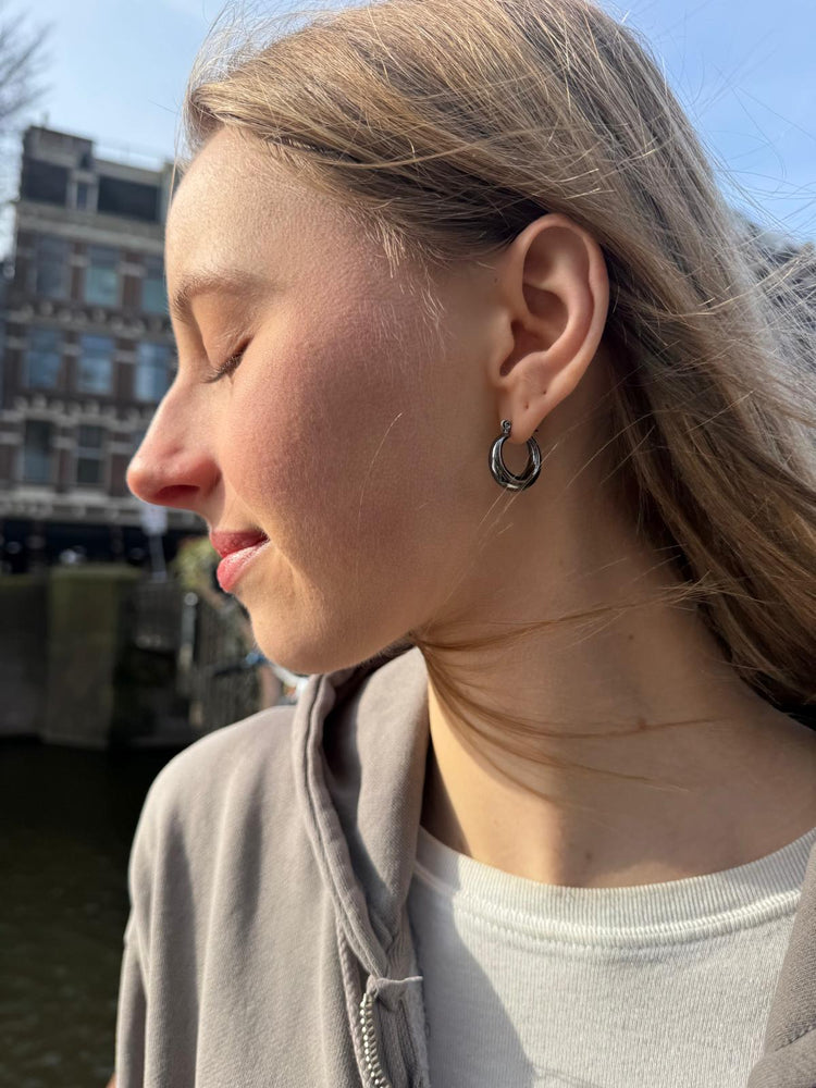 Thick Hoop Earrings | Black