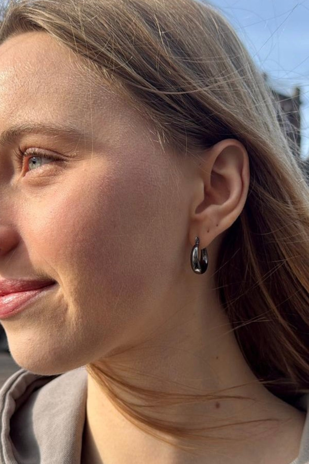 Thick Hoop Earrings | Black