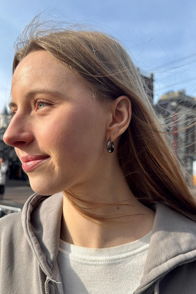 Thick Hoop Earrings | Black