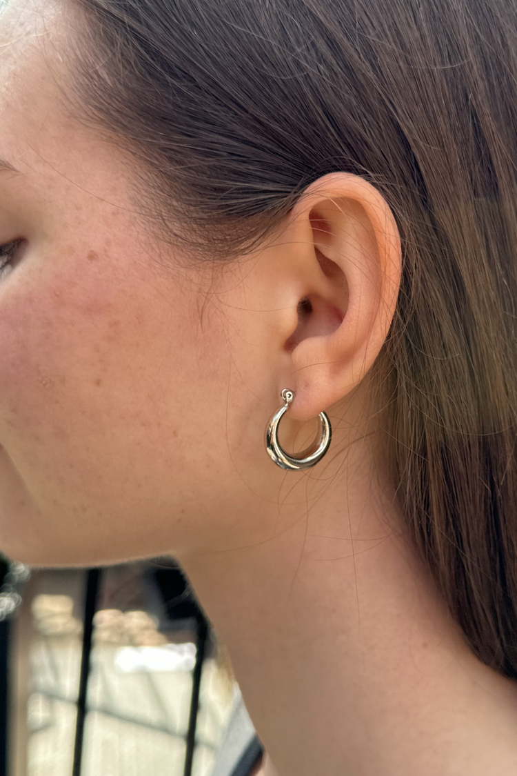 Thick Hoop Earrings | Silver