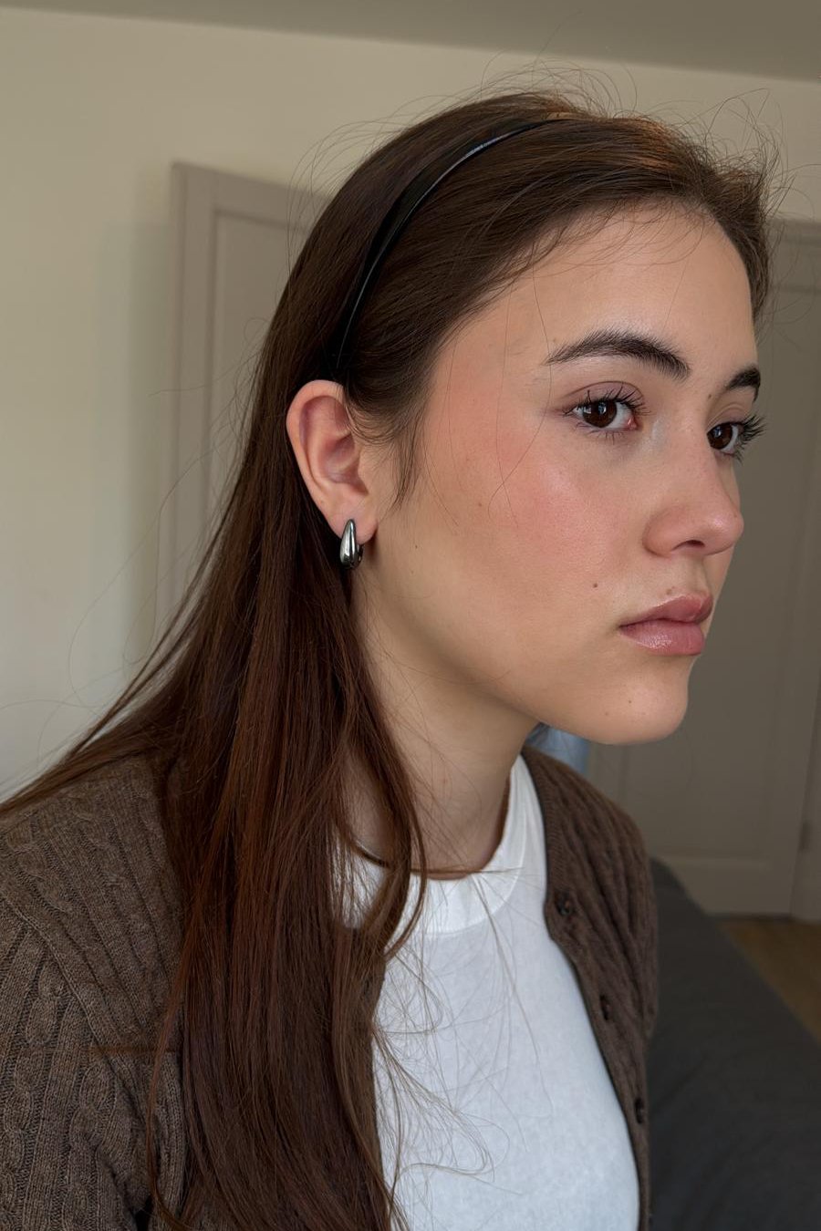 Silver Hoop Earrings | Black