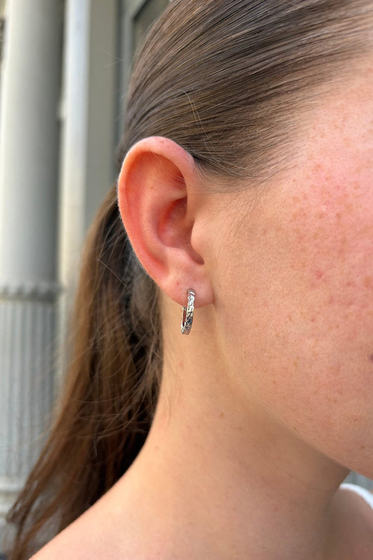 Engraved Mini Hoop Earrings | Silver