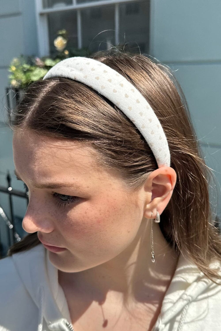 Heart Headband | White with Light Pink Hearts