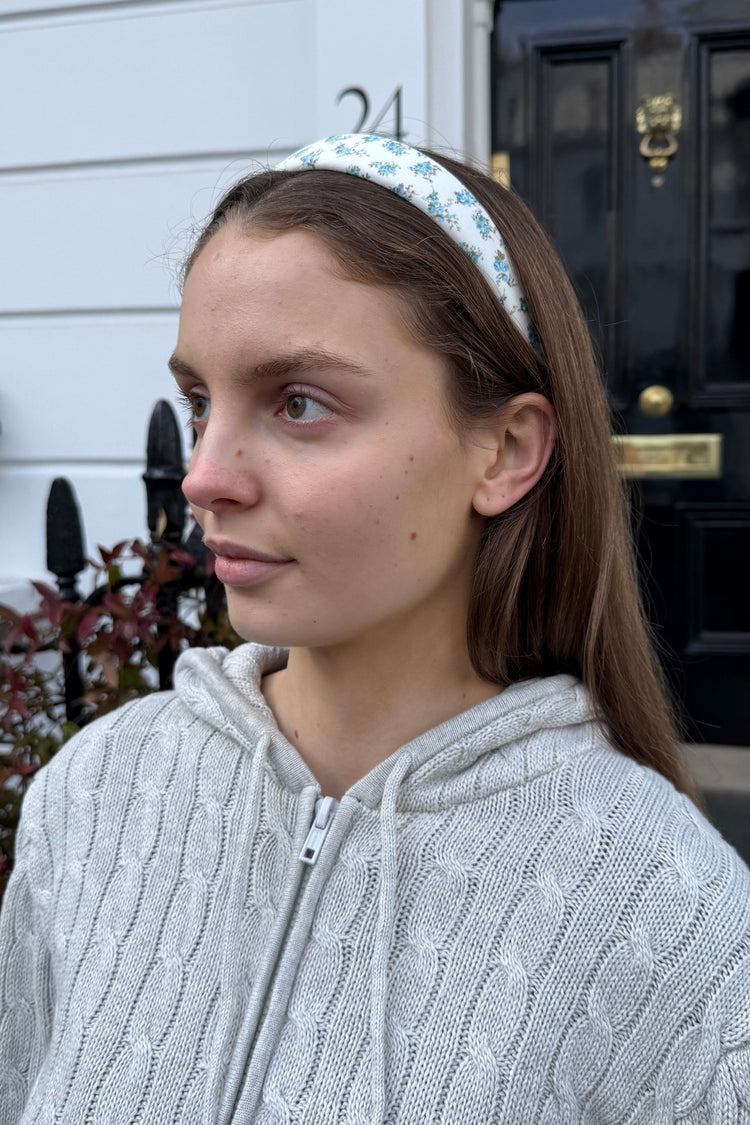 Floral Headband | White With Sky Blue Flowers