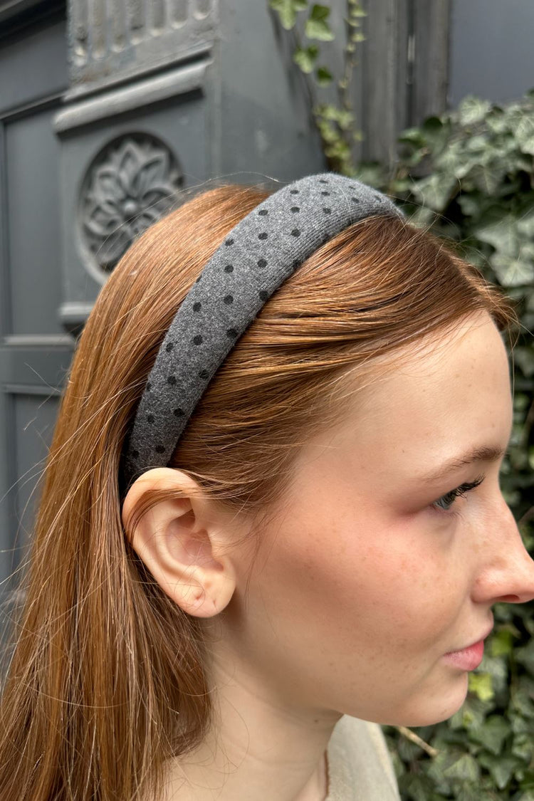 Polka Dots Headband | Dark Grey and Black Polka Dots