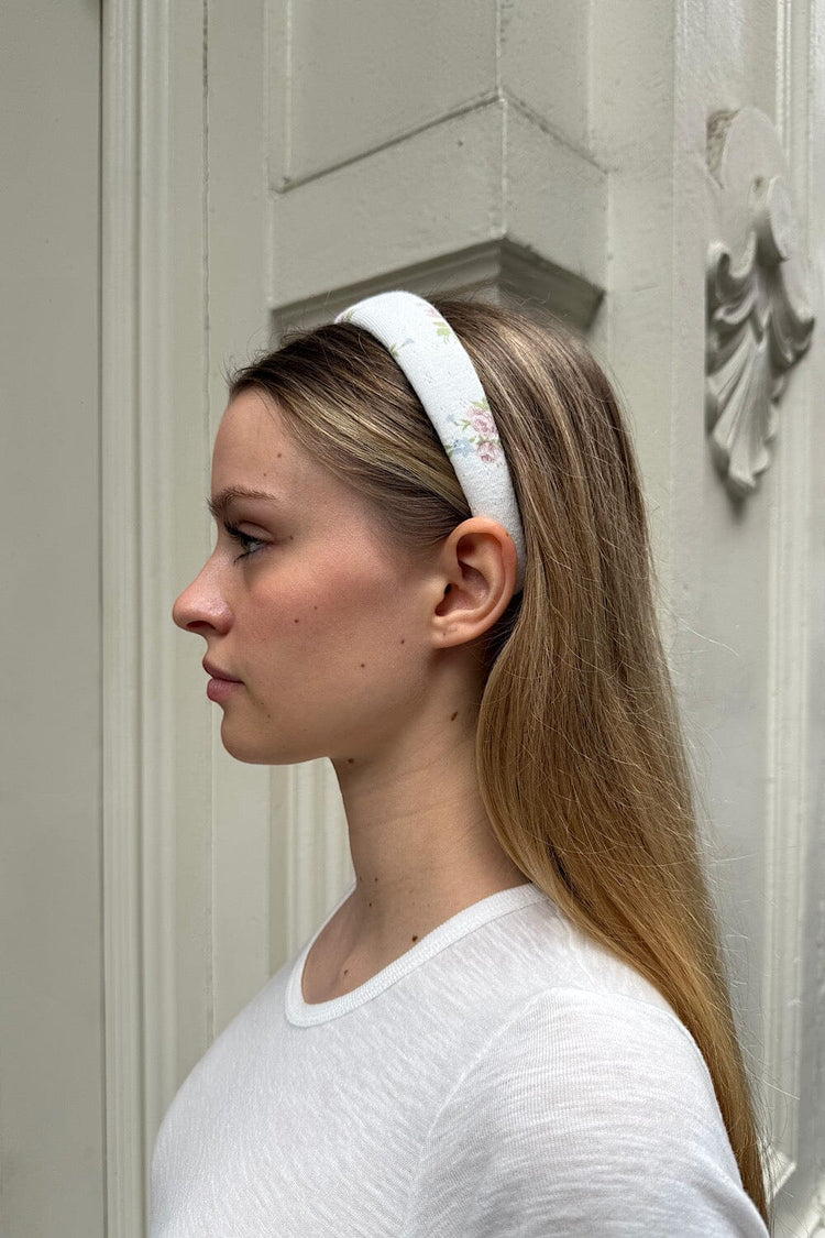 Roses Headband | White Eyelet with Pink and Blue Roses