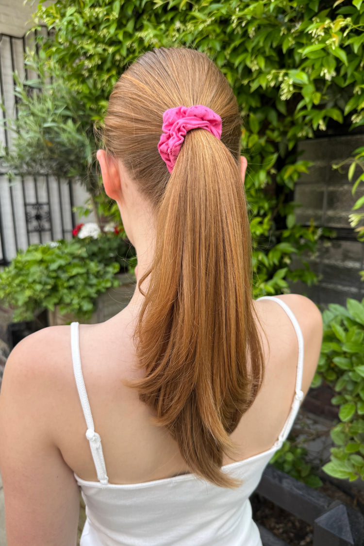 Polka Dots Scrunchie | Blush Pink With Fuchsia Polka Dots