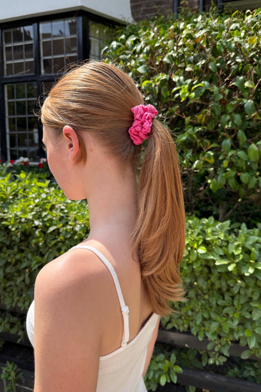 Blush Pink With Fuchsia Polka Dots