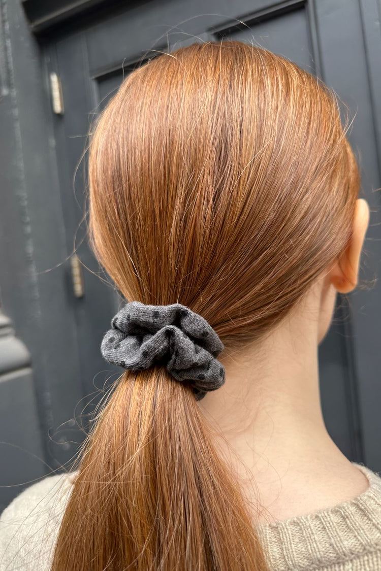 Polka Dots Scrunchie | Dark Grey and Black Polka Dots