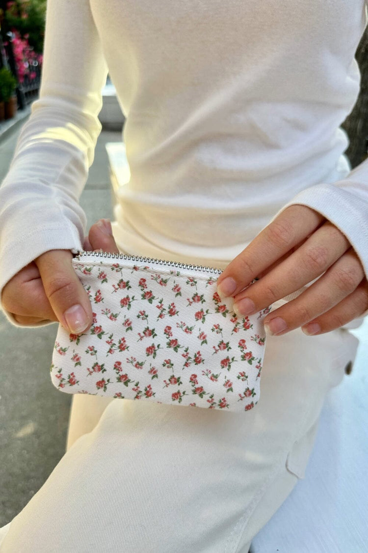 Floral Coin Purse | Coral Floral Print