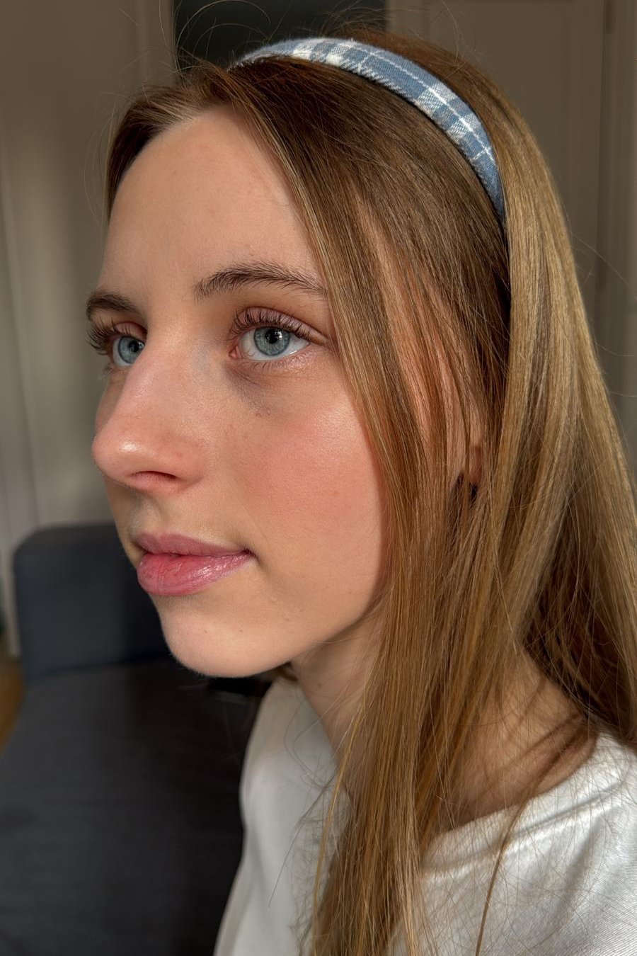 Plaid Headband | Baby Blue With White And Navy Plaid
