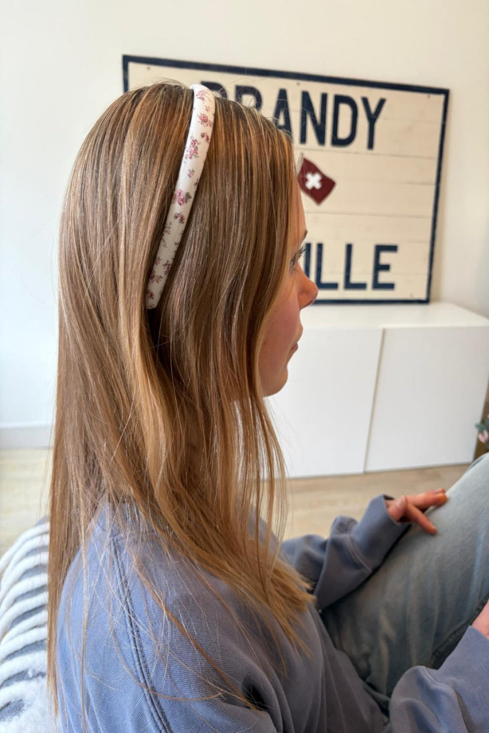 Floral Headband | Ivory With Red Flower