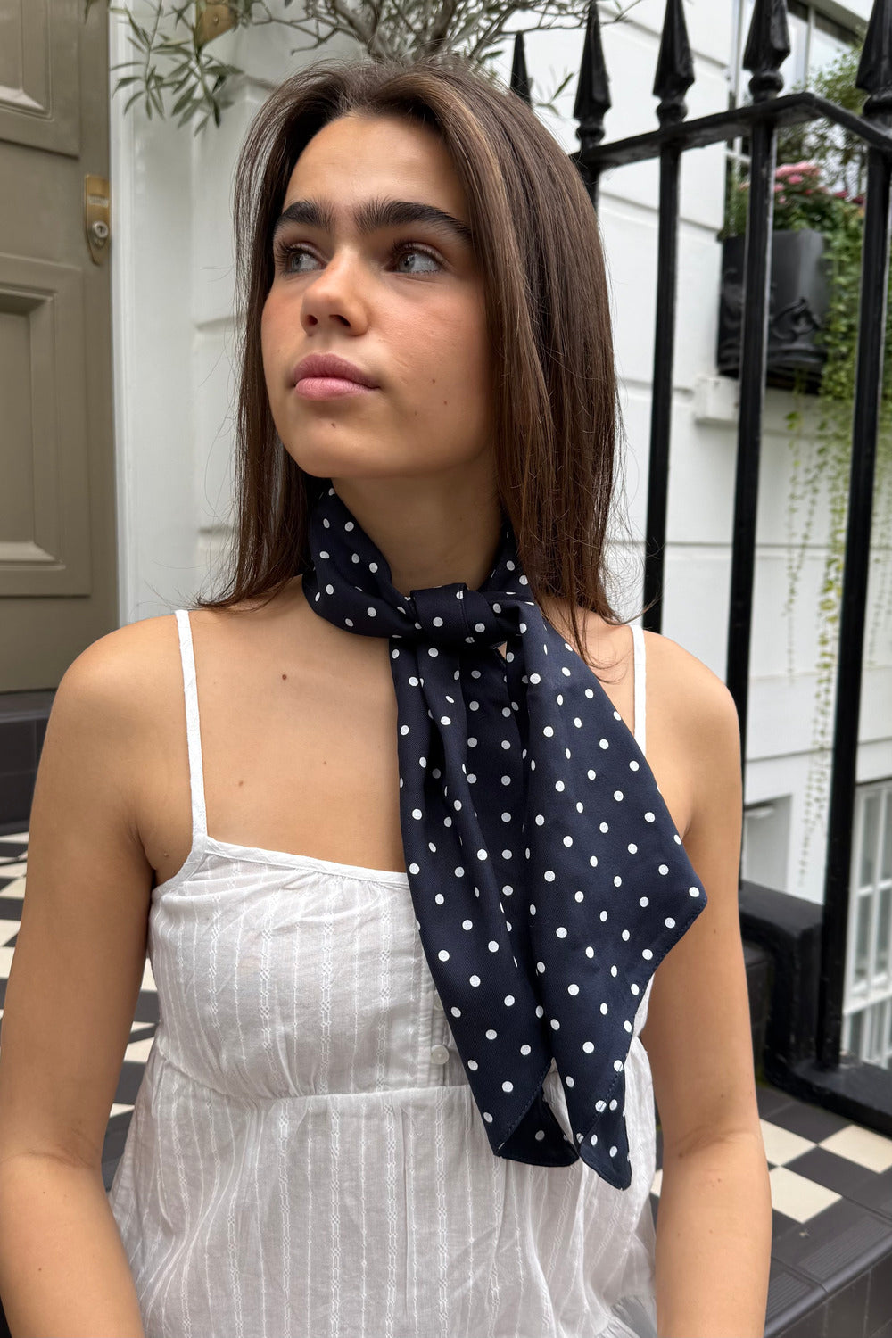 Navy With White Polka Dots