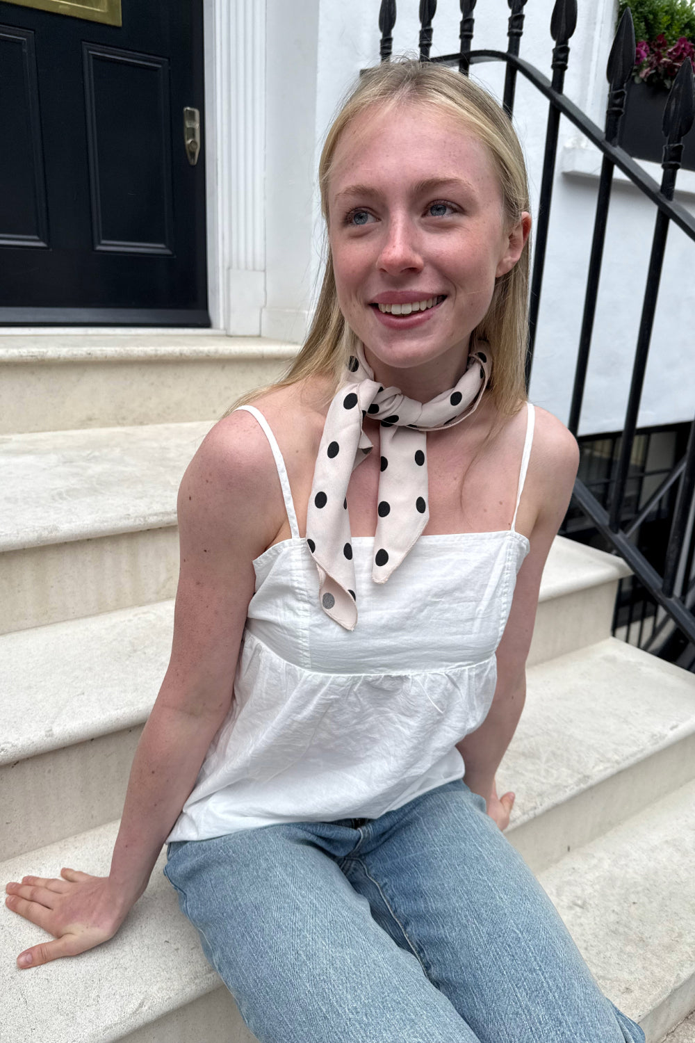 Polka Dot Scarf | Vintage Rose And Black Polka Dots