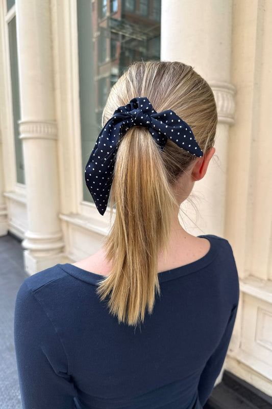 Navy Blue With White Polka Dots
