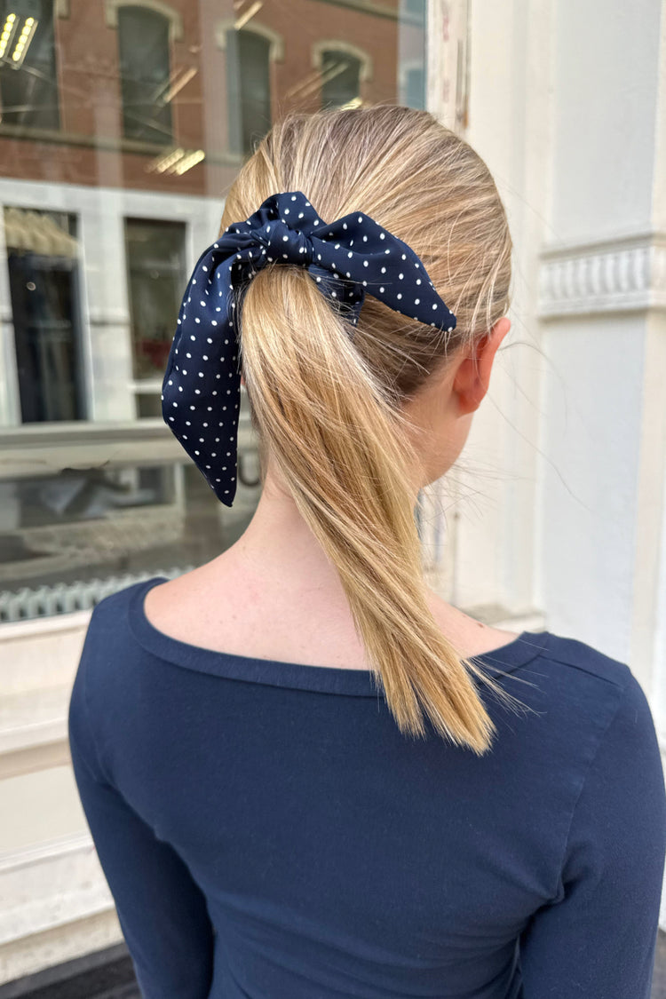 Polka Dots Scrunchie Tie | Navy Blue With White Polka Dots