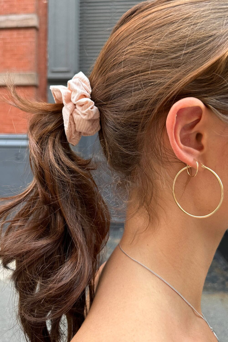 Striped Scrunchie | Pastel Pink With White Stripes