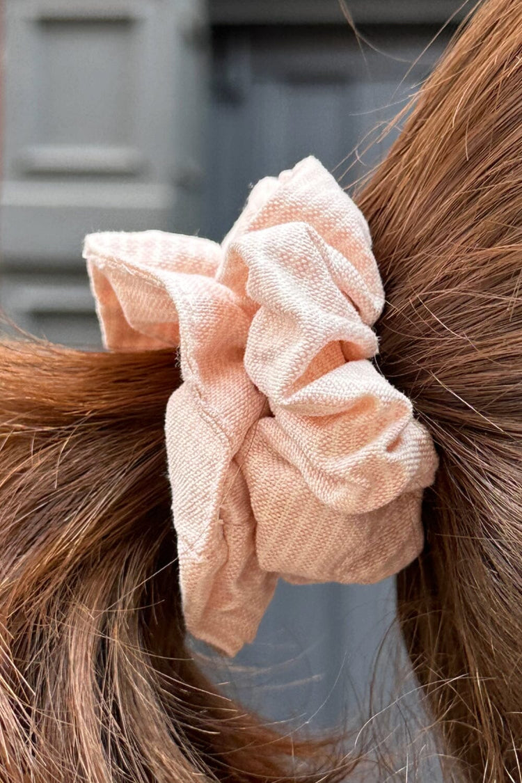 Striped Scrunchie | Pastel Pink With White Stripes