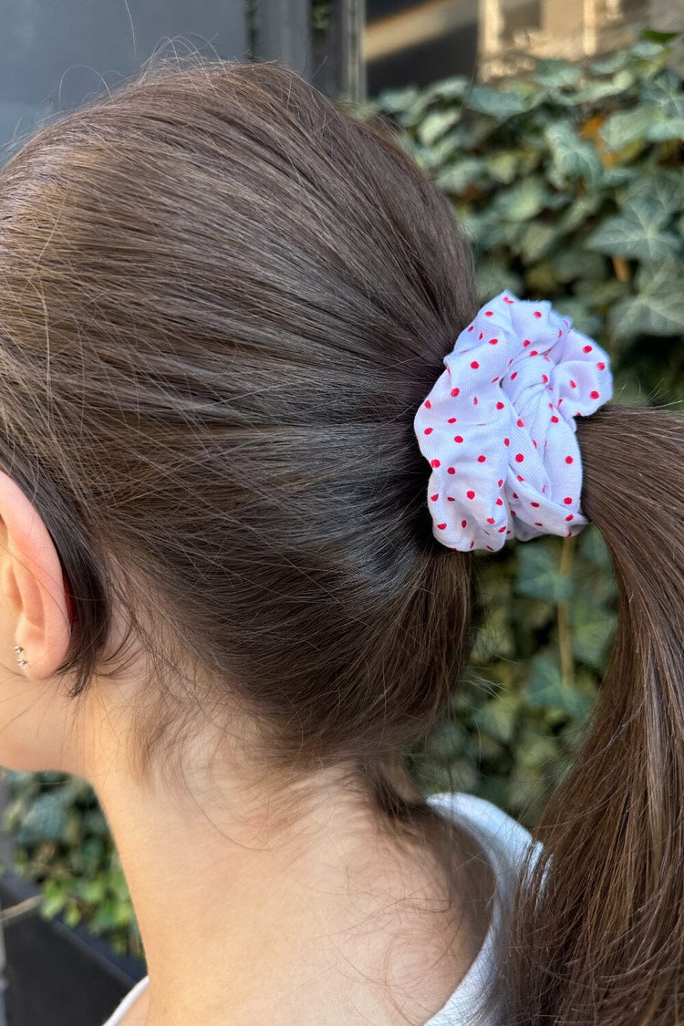 Polka Dots Scrunchie | White Red Polka Dots