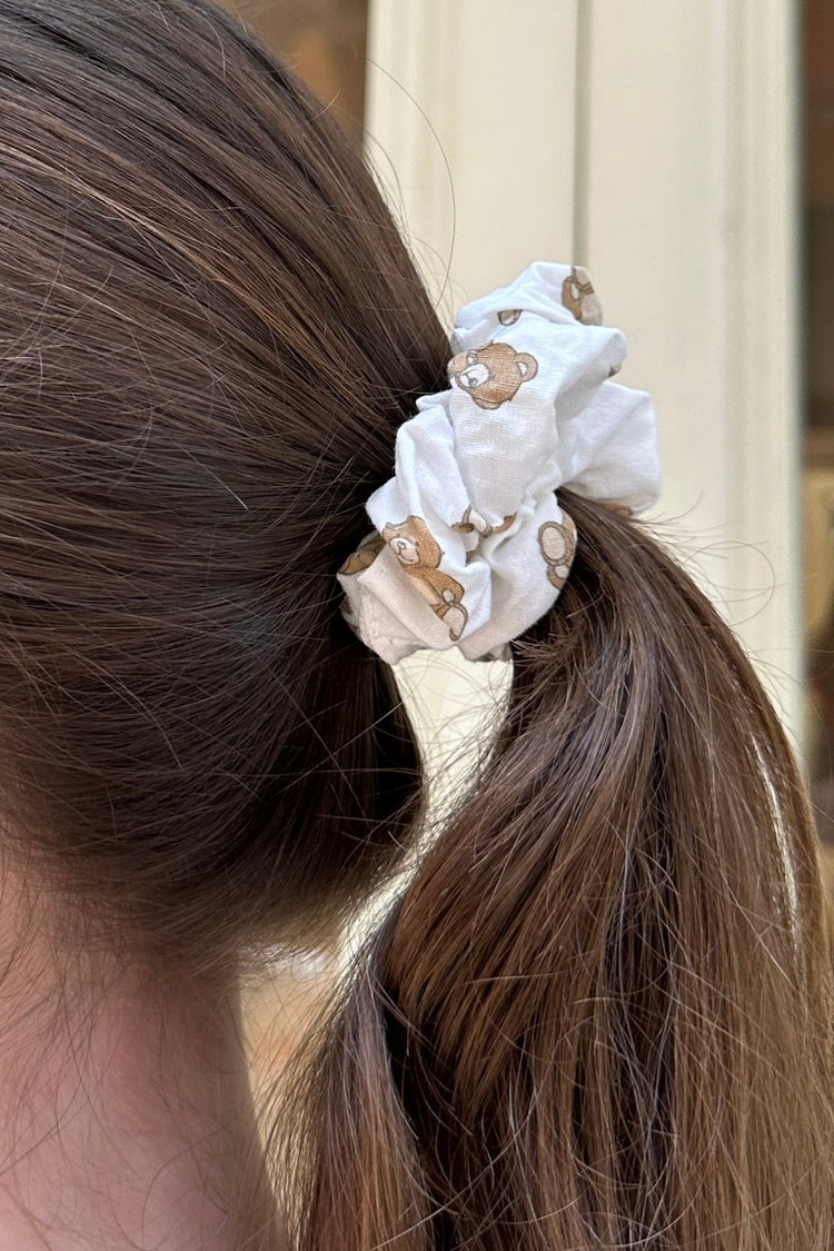 Teddy Bear Scrunchie | White