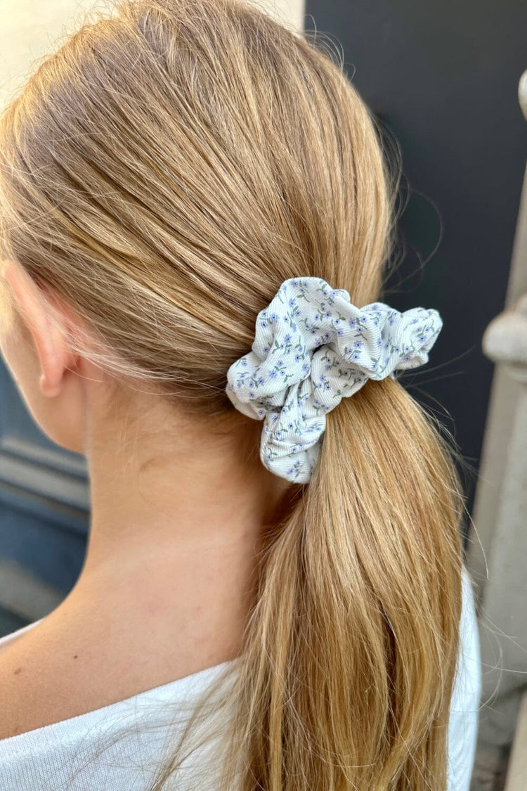 Floral Scrunchie | Light Blue Floral Print