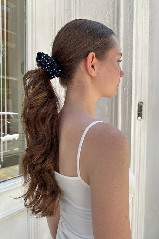 Faded Navy Blue With White Polka Dots
